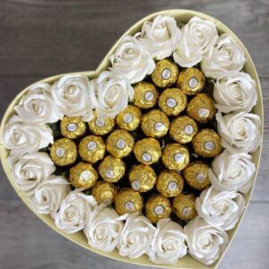Large White Rose With Ferrero Rocher Gift Box